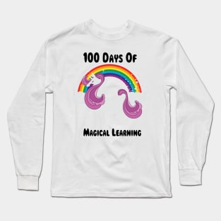 Unicorn 100th Day Of School 100 Days For Girls Long Sleeve T-Shirt